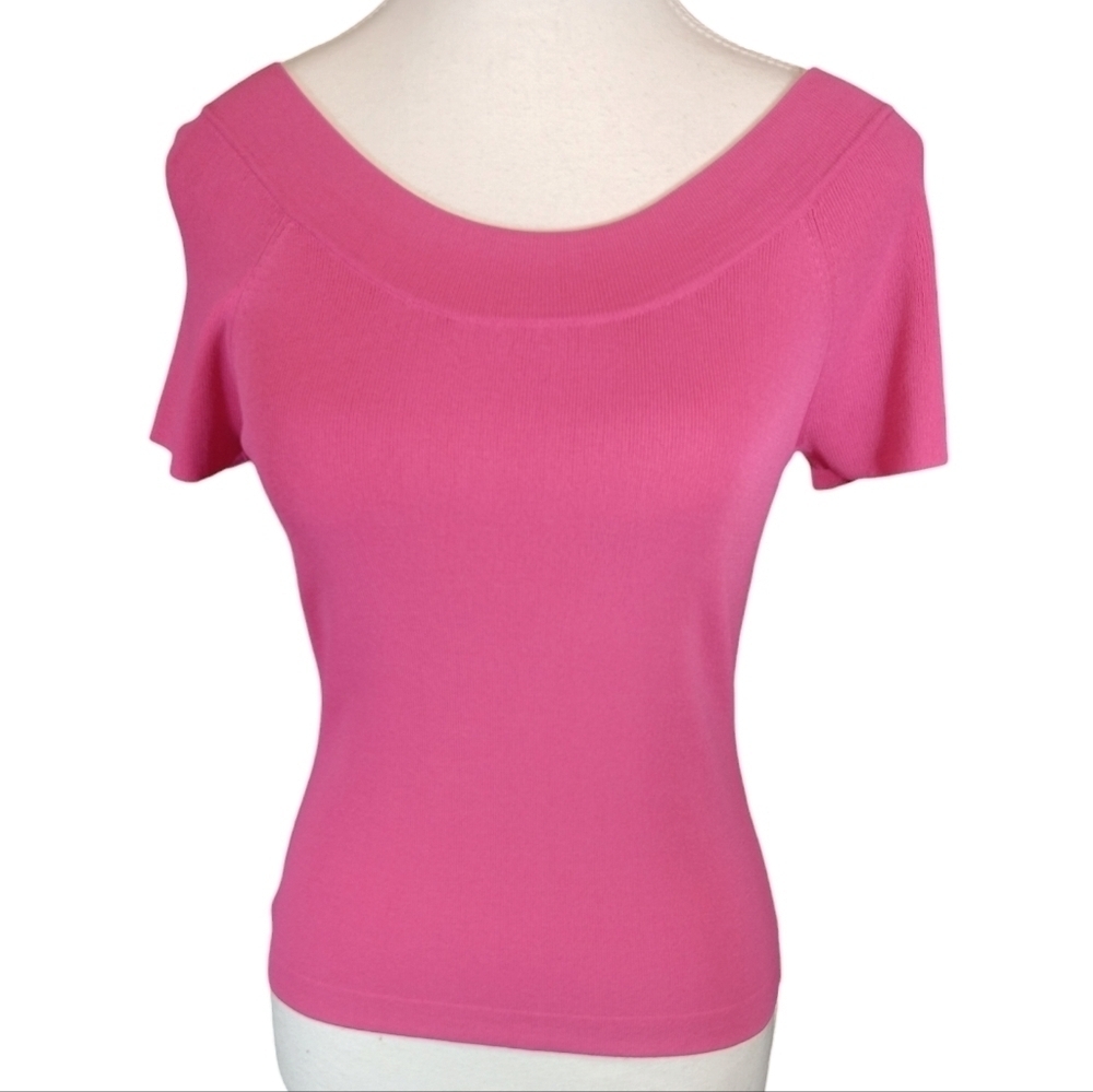 Talbots Petites Women's M  Bright Pink Top-Round Neckline